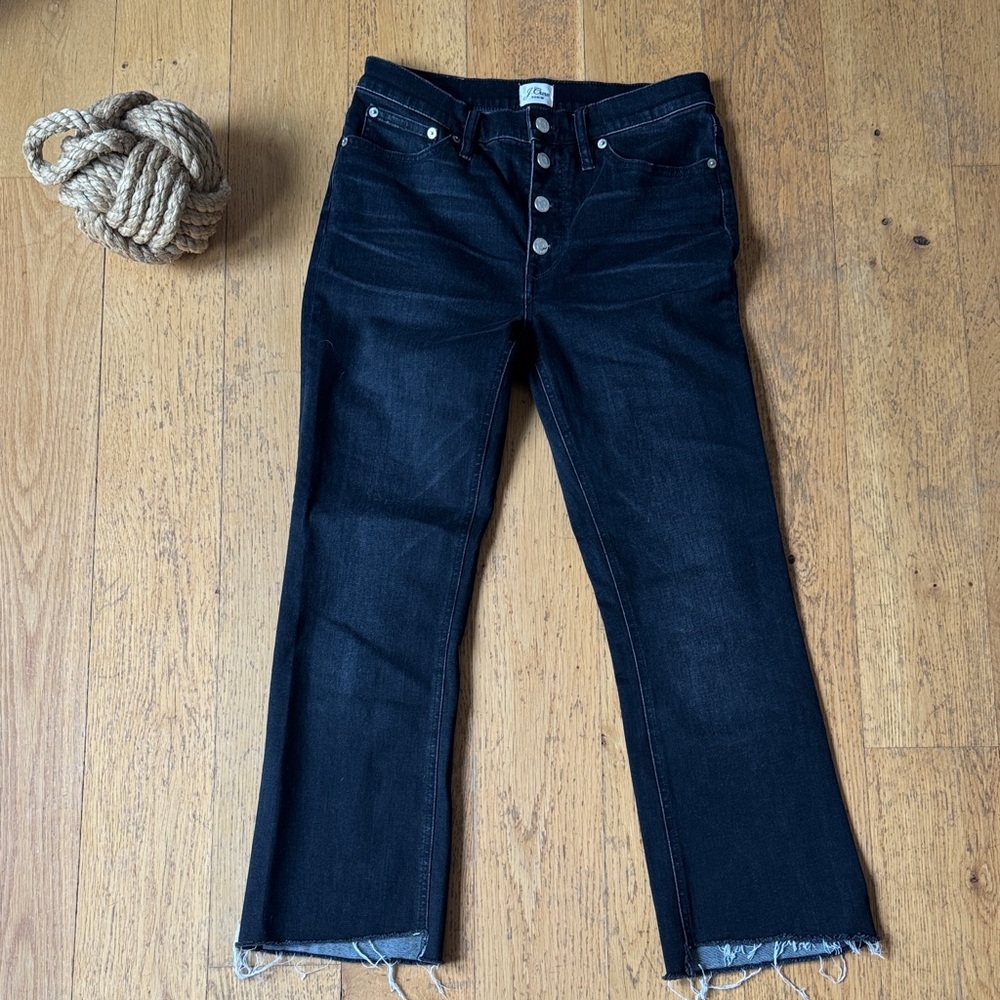 J. Crew Billie Demi Boot Crop Jeans in Washed Black